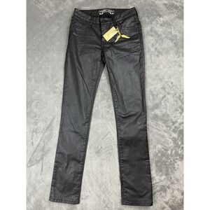 Robin's Jean Girls 10 Wax Coated Rhinestone Wings Jeans Black Made USA NWOT